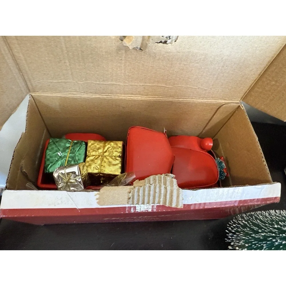 Christmas Vintage Red Truck Decor Pickup Truck In Original Box